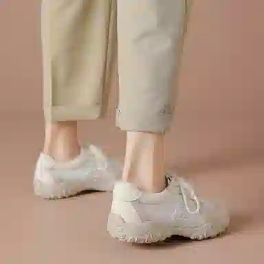 波尔谛奇 绒面革织物 显瘦百搭软底德训鞋 轻便增高 低帮 生活休闲鞋 女款