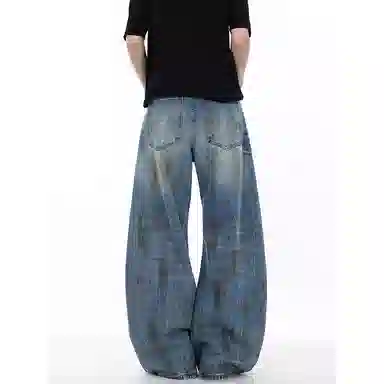 虫小绿 潮流个性多元素设计牛仔裤 男女同款