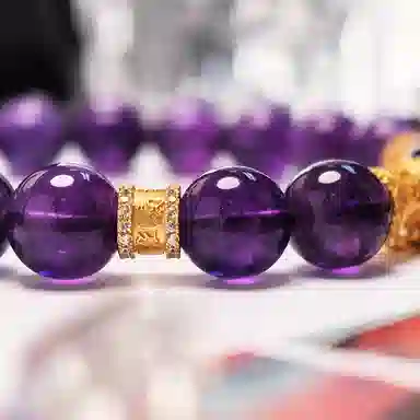 乃瑭 紫定来财莲转福至 上岸佑福紫定行新中式国潮好运百搭天然 紫水晶 手串 男女同款情侣款