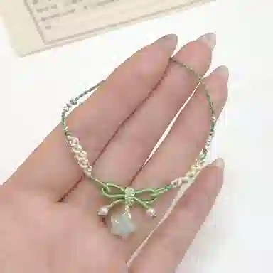 乃瑭 简约小众设计感百搭 精致显白可爱甜美青春氛围感 自戴送礼百搭款 绿色五角星编织链 树脂 手链 男女同款情侣款