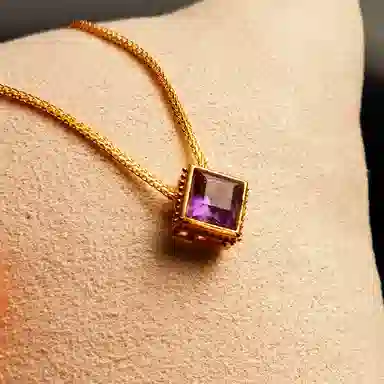 乃瑭 方糖紫定高中紫定成功好运上上签红运当头通勤百搭天然 紫水晶 项链 女款