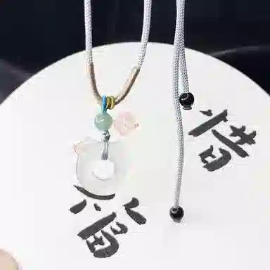 乃瑭 【吃定你了】天生一对猫耳朵猫头骨头 高品质新中式 浪漫甜蜜小众创意百搭 岫玉 项链 男女同款情侣款