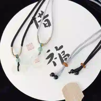 乃瑭 【吃定你了】天生一对猫耳朵猫头骨头 高品质新中式 浪漫甜蜜小众创意百搭 岫玉 项链 男女同款情侣款