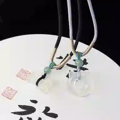 乃瑭 【吃定你了】天生一对猫耳朵猫头骨头 高品质新中式 浪漫甜蜜小众创意百搭 岫玉 项链 男女同款情侣款