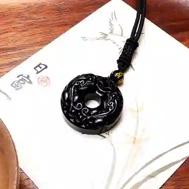 乃瑭 吞金兽聚财纳福国潮高品质平安扣民族风新中式#好运天然 玉髓 项链 男女同款情侣款