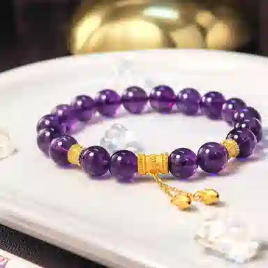 乃瑭 紫定来财莲转福至 上岸佑福紫定行新中式国潮好运百搭天然 紫水晶 手串 男女同款情侣款