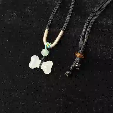 乃瑭 【吃定你了】天生一对猫耳朵猫头骨头 高品质新中式 浪漫甜蜜小众创意百搭 岫玉 项链 男女同款情侣款