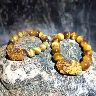 乃瑭 【甄选高品质】 八方来财招财纳福貔貅净化磁场多财多福好运上岸 百搭叠戴天然 虎眼石 手串 男女同款情侣款