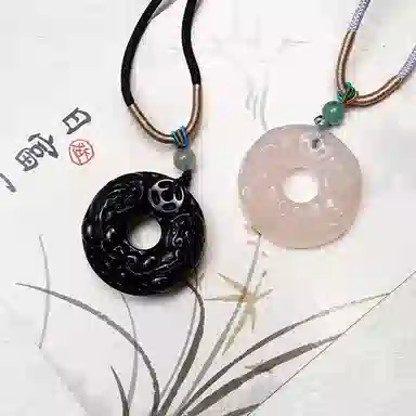 乃瑭 吞金兽聚财纳福国潮高品质平安扣民族风新中式#好运天然 玉髓 项链 男女同款情侣款