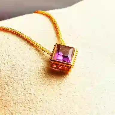 乃瑭 方糖紫定高中紫定成功好运上上签红运当头通勤百搭天然 紫水晶 项链 女款