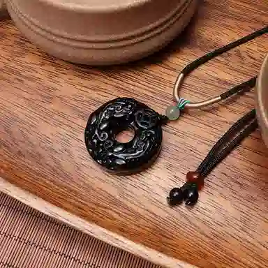 乃瑭 吞金兽聚财纳福国潮高品质平安扣民族风新中式#好运天然 玉髓 项链 男女同款情侣款