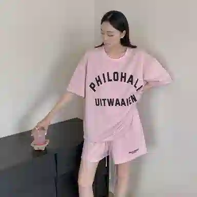 周淼 系带纯色高腰休闲短裤 女款