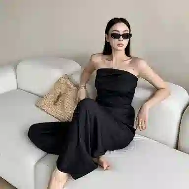 周淼 通勤简约薄款中腰阔腿休闲裤 女款