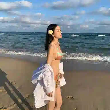 周淼 三角杯胸衣合身内裤网纱罩裙泳装套装 女款