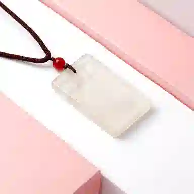 阿梵尼 玉坠无事牌古风玉平安玉牌 玉髓 项链 男女同款情侣款