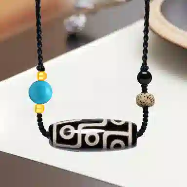 阿梵尼 西藏圣物吉祥平安招财藏传回流九眼天珠吊坠民族风护身吊坠佛珠 男生 女生 礼  玛瑙 玉石项链 男女同款情侣款