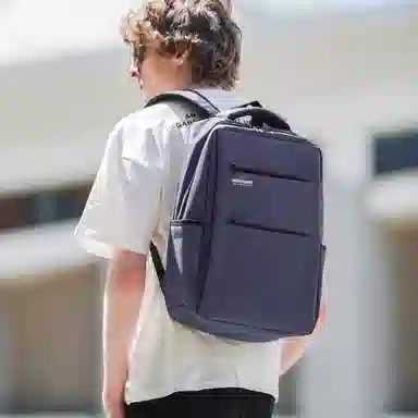 真维斯 潮流时尚商务风机能感百搭高颜值大容量多功能耐磨防泼水出差通勤 织物 双肩包书包背包旅行包 常规 男款 黑色/宝蓝