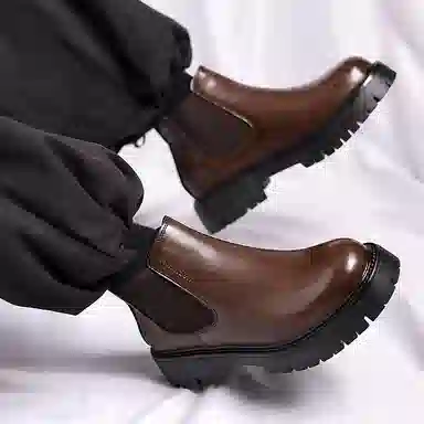 木林森 时尚简约 经典复古 短筒 切尔西靴 男款