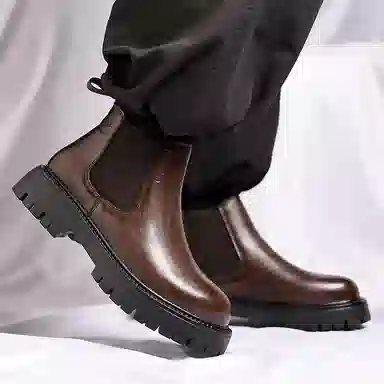 木林森 时尚简约 经典复古 短筒 切尔西靴 男款