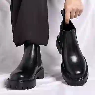 木林森 时尚简约 经典复古 短筒 切尔西靴 男款