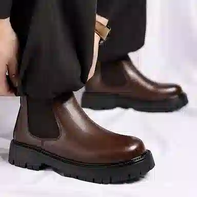 木林森 时尚简约 经典复古 短筒 切尔西靴 男款