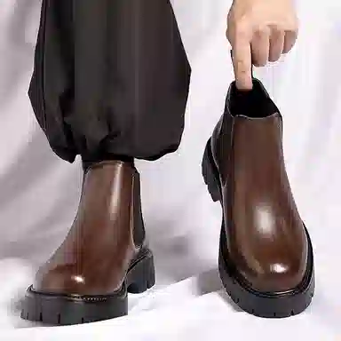 木林森 时尚简约 经典复古 短筒 切尔西靴 男款