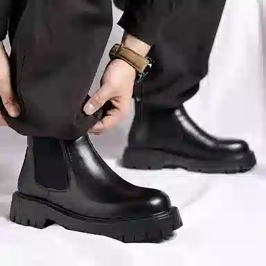 木林森 时尚简约 经典复古 短筒 切尔西靴 男款