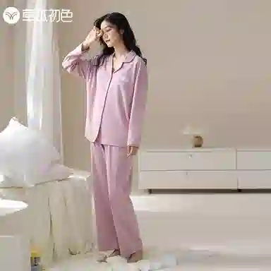 草本初色 带胸垫可外穿长袖睡衣套装 女 图片色