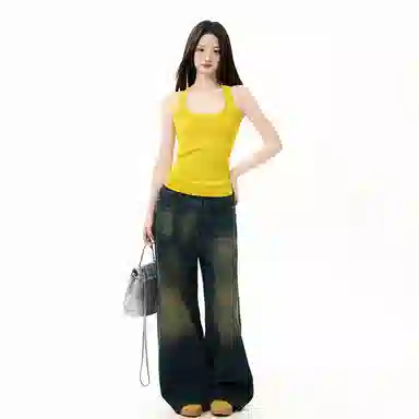 柏黛妃 工字针织背心外穿内搭打底无袖上衣吊带 女款