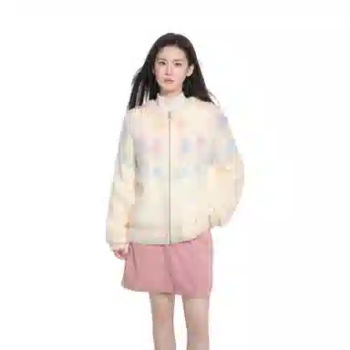 柏黛妃 提花外套软糯加厚拉链短款上衣针织衫 女款