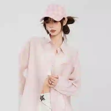 柏黛妃 小众设计感纯色简约长袖衬衫 女款 粉色