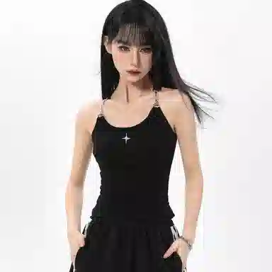 柏黛妃 短款修身无袖吊带 女款 黑色