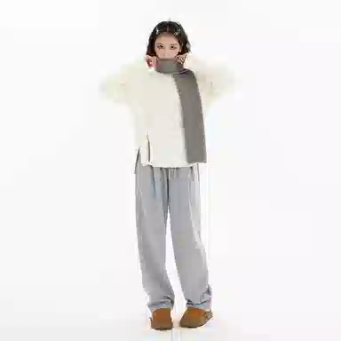 柏黛妃 打底开叉设计感针织衫 女款 白色