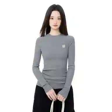 柏黛妃 正肩长袖针织衫修身 女款