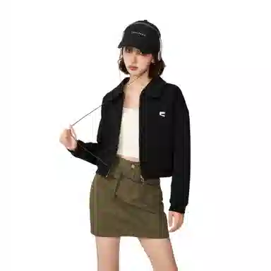 柏黛妃 翻领双拉链舒适时尚卫衣 女款