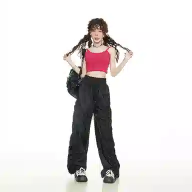 柏黛妃 纯色圆领套头吊带 女款 玫红色