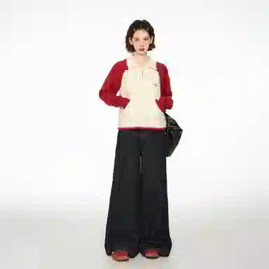 柏黛妃 翻领短款外穿宽松针织衫 女款 白色