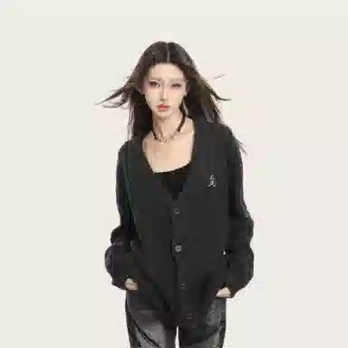 Bodafee V-Neck Knit Sweater Black Grey