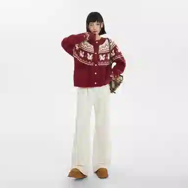 柏黛妃 加厚宽松慵懒开衫外套长袖针织衫 女款