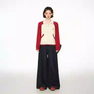 柏黛妃 翻领短款外穿宽松针织衫 女款 白色