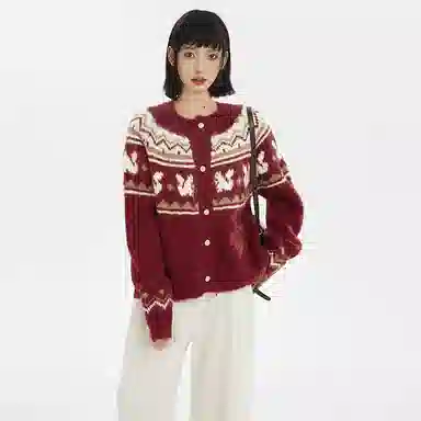 柏黛妃 加厚宽松慵懒开衫外套长袖针织衫 女款