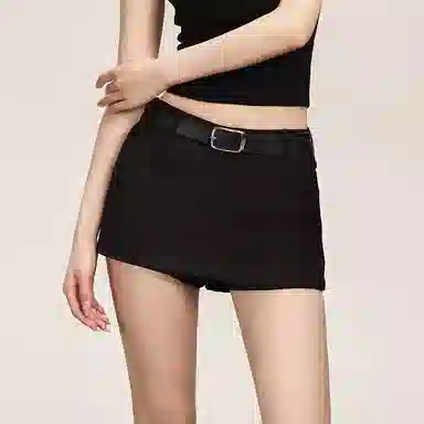 柏黛妃 美式复古简约纯色短款休闲短裙 女款