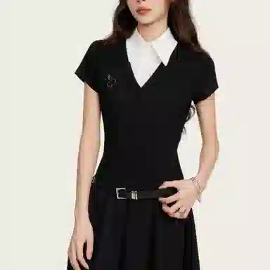 柏黛妃 舒适气质优雅简约短袖连衣裙 女款