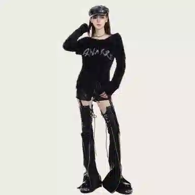 柏黛妃 一字领慵懒风字母软糯针织衫 女款