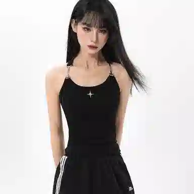 柏黛妃 短款修身无袖吊带 女款 黑色