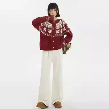 柏黛妃 加厚宽松慵懒开衫外套长袖针织衫 女款