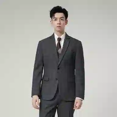 JOHNHOLLIS Slim Fit Plaid Blazer Gray
