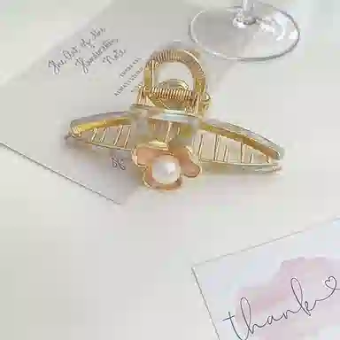 秦福炫 精致鸢尾花抓夹设计轻奢时尚简约高级感后脑勺盘发鲨鱼夹发量多 合金 发夹 女款