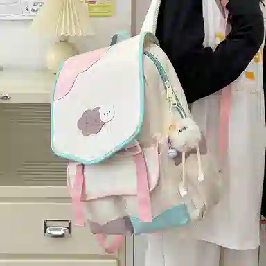 笛贝嘉 日系小众撞色大容量高颜值百搭轻便可爱 尼龙 双肩包 男女同款情侣款 多色