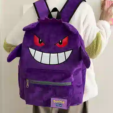 笛贝嘉 小众潮牌可爱搞怪毛毛背包大学生书包 绒毛 双肩包 男女同款情侣款 黑色紫色